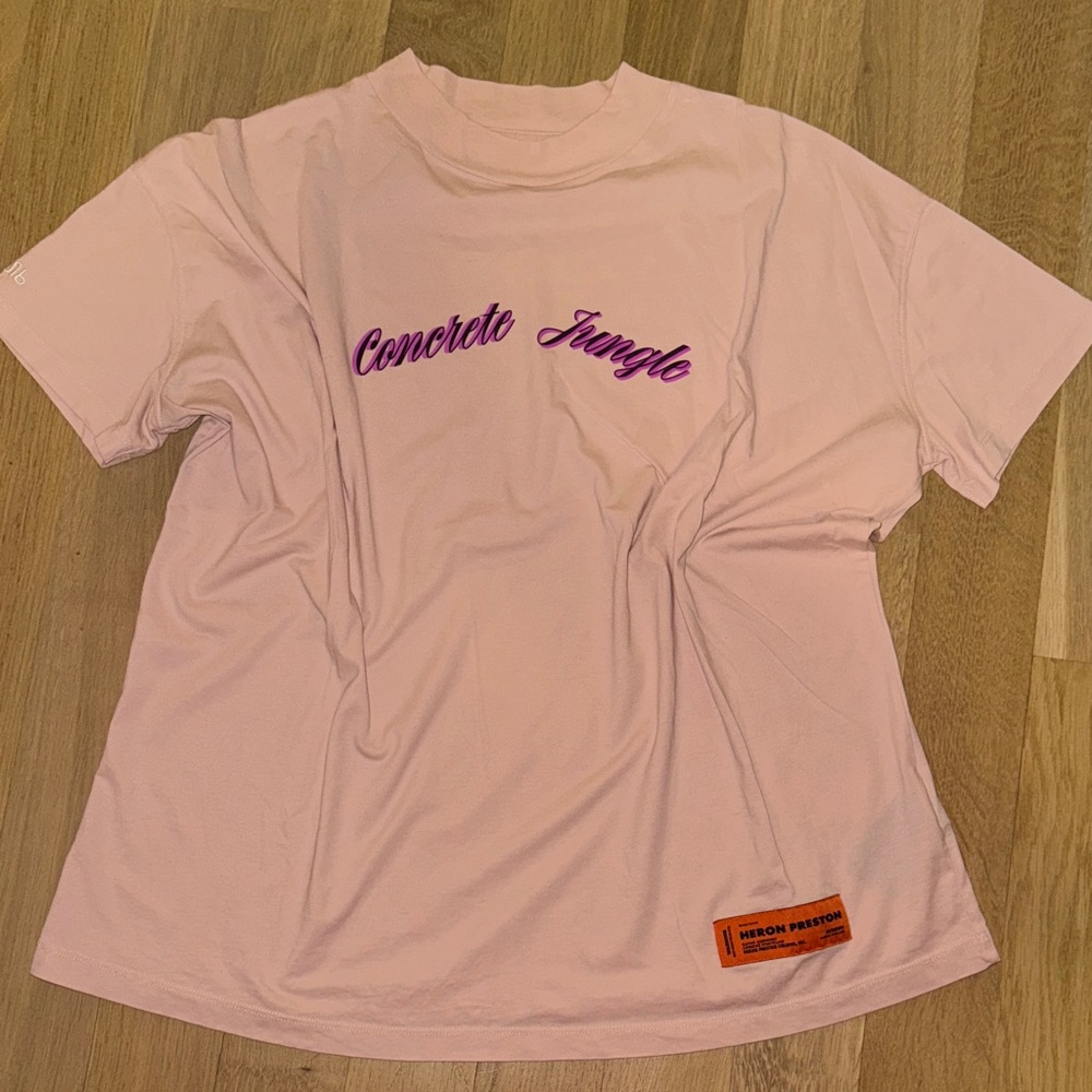 Heron Preston Light Pink Tee with Purple Script